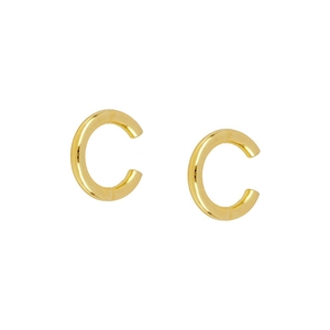 Set di orecchini a cerchio a C placcati in oro minimalista con zirconi scintillanti