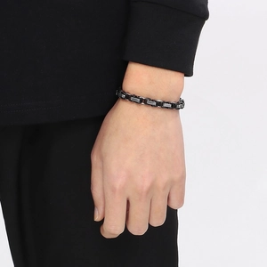 Détail du bracelet chaîne empereur pour homme en acier inoxydable avec boucle OT