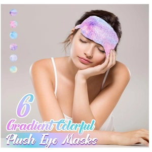 Soft gradient colorful plush eye masks for sleeping, 6-pack comfortable blindfold for adults