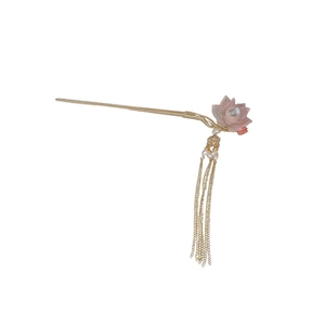 Pic à cheveux lotus phoenix lumineux avec glands en perles pour style Hanfu chic