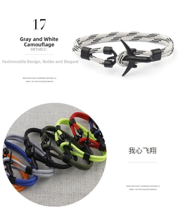 Braided rope bracelet with black airplane alloy clasp in various vibrant colors