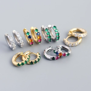 Boucles D'oreilles Huggie En Argent Sterling 925 Avec Zircons Colorés Bijoux Minimalistes De Luxe Français Pour Femmes