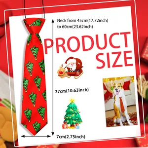 Size chart for Christmas dog tie with neck range 45-60cm and tree pattern detail
