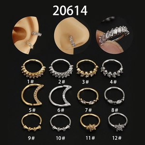 Selection of 20G 8mm nose rings and ear piercings with zircon moon and star designs