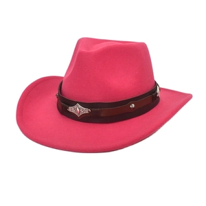 Western Cowboy Hat Woolen Felt Wide Brim Retro Leather Band Ethnic Style Vintage Jazz Fedora For Men Women