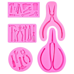 5-piece pink silicone hardware tool molds for fondant cake and clay decoration