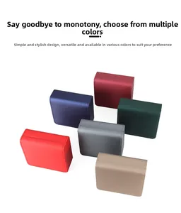 Detailed top view of faux leather jewelry boxes in six elegant matte colors with stitching
