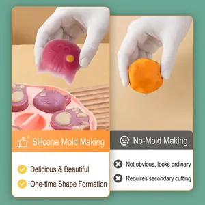 Food grade silicone mold set for cat shaped baby food cakes and steamed snacks