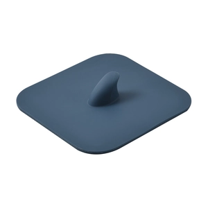 Square blue silicone drain cover with shark fin handle for bathroom and kitchen floor sinks