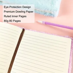 Plush A5 notebook with lock in light purple and blue featuring high-quality lined paper