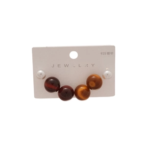 Ensemble de boucles d'oreilles perles et résine ambre avec tiges en argent 925