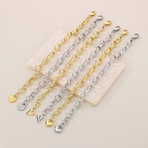 Chic 18K gold and silver plated chain bracelets with assorted heart pendants