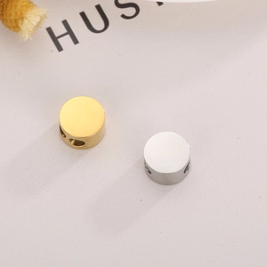 Polished gold and silver stainless steel spacer beads with double holes for DIY jewelry