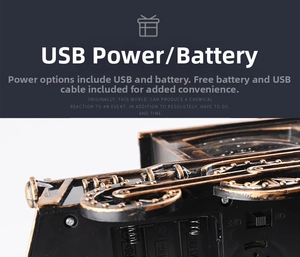 Dual power supply detail showing USB port and battery compartment of the Christmas train