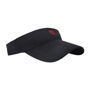 Black cotton sun visor hat with red heart embroidery for women outdoor sun protection