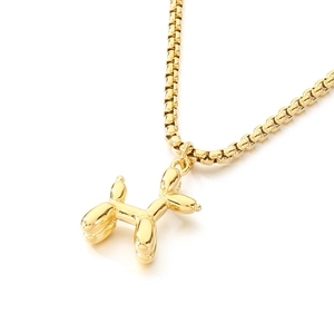 Collier avec pendentif chien ballon doré et chaîne à mailles pour hommes et femmes