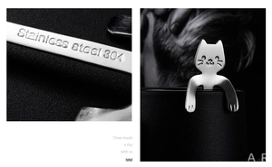 Detailed macro of 304 stainless steel hallmark on a cute cat-shaped hanging spoon
