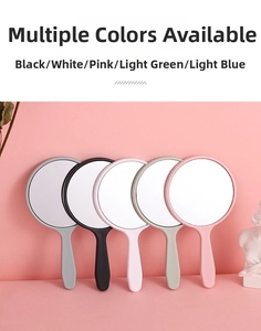 Mini handheld mirrors in five pastel colors with ergonomic handles for makeup