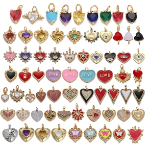 Heart Evil Eye Pendants Copper Enamel Zircon Charms DIY Jewelry Making Accessories Fashion Elegant For Women Girls