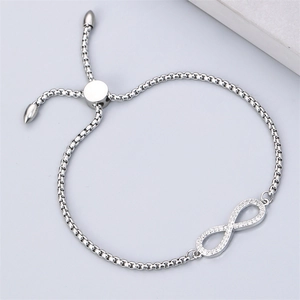 Bracciale con simbolo infinito in acciaio inossidabile con catena a scatola regolabile