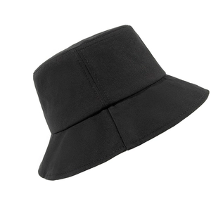 Minimalist black cotton sun bucket hat for outdoor hiking and casual summer wear