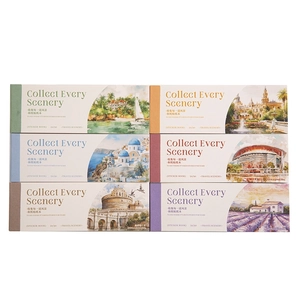 DIY Washi Sticker Book Set featuring six distinct travel scenery landscape designs