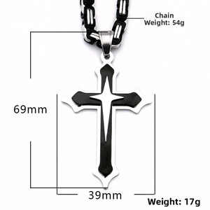 Spécifications de taille pour le pendentif croix triple couche en acier inoxydable