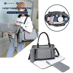Three-piece multifunctional diaper bag set with large capacity and diamond quilting