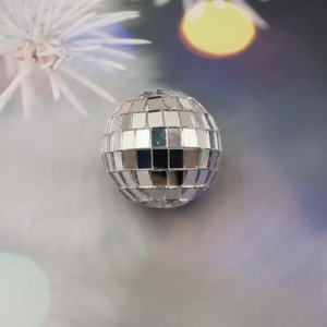 Silver disco mirror ball pendant with sparkling mosaic glass tiles for party decoration