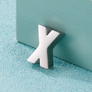 Perle lettre X en acier inoxydable poli pour la création de colliers et bracelets