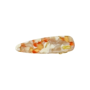 Retro ink-wash drop hair clip with gold France label on a polished acetate finish