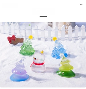 Miniature Christmas landscape kit featuring transparent colorful resin trees and snowmen