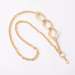 60cm golden metal chain strap with geometric rings and spring clasp for crossbody bags