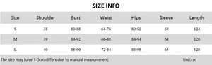 Detailed size chart in centimeters for women high neck long sleeve slim fit dress
