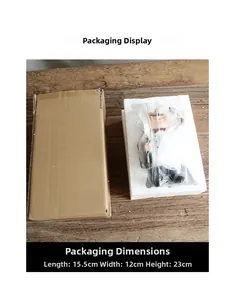 Detailed packaging display of chef figurine with foam protection and dimensions