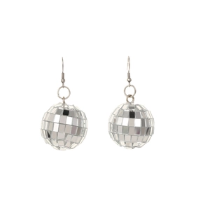 Fashion silver mirror disco ball earrings with retro style for Christmas gift decoration