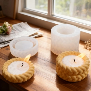 Woven rope design resin silicone mold for DIY candle holders and storage boxes