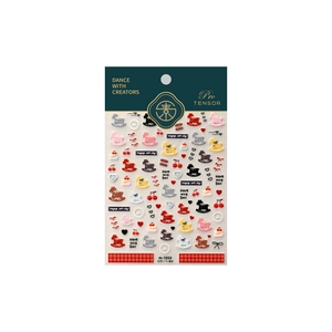 3D relief nail stickers featuring colorful carousel horses, cherries, and retro patterns