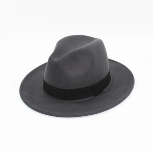 Chapeau fedora classique en feutre de laine gris avec ruban noir élégant pour hommes et femmes