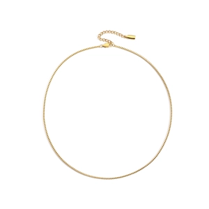 Minimalist golden box chain necklace with lobster clasp and adjustable extension link
