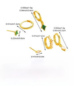 Detailed dimension guide showing measurements for the zircon star and moon earring set