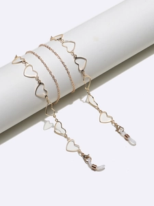 Chaîne de lunettes dorée faite main avec maillons cœurs et boucles en silicone