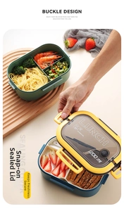 Detail of 1200ml lunch box lid with secure side buckles and airtight steam vent