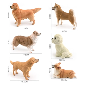 Realistic dog figurine set including Golden Retriever Shiba Inu and Corgi models for display