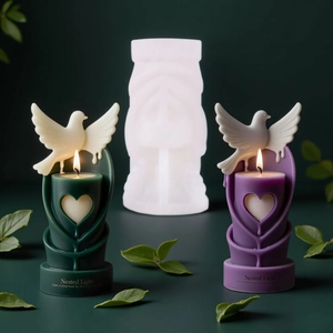 Handmade peace dove scented candle with artistic hollow heart and silicone mold