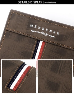 Close-up of embossed dark brown leather texture with tri-color ribbon and silver logo