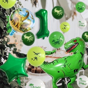 Kit de ballons d'anniversaire dinosaure avec ballon T-Rex en aluminium et étoiles vertes