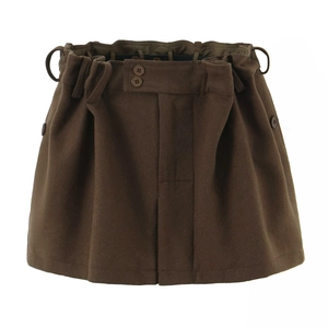 Jupe Courte Femme Élégante Ligne A Avec Poches Couleur Unie Polyester Plissé Mini Jupe Pour Bureau Quotidien Automne Hiver Bottom