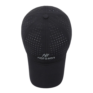Men's quick-dry breathable black baseball cap with mesh ventilation and sun protection
