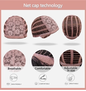 Detail view of breathable and adjustable wig net cap with pink lace mesh structure